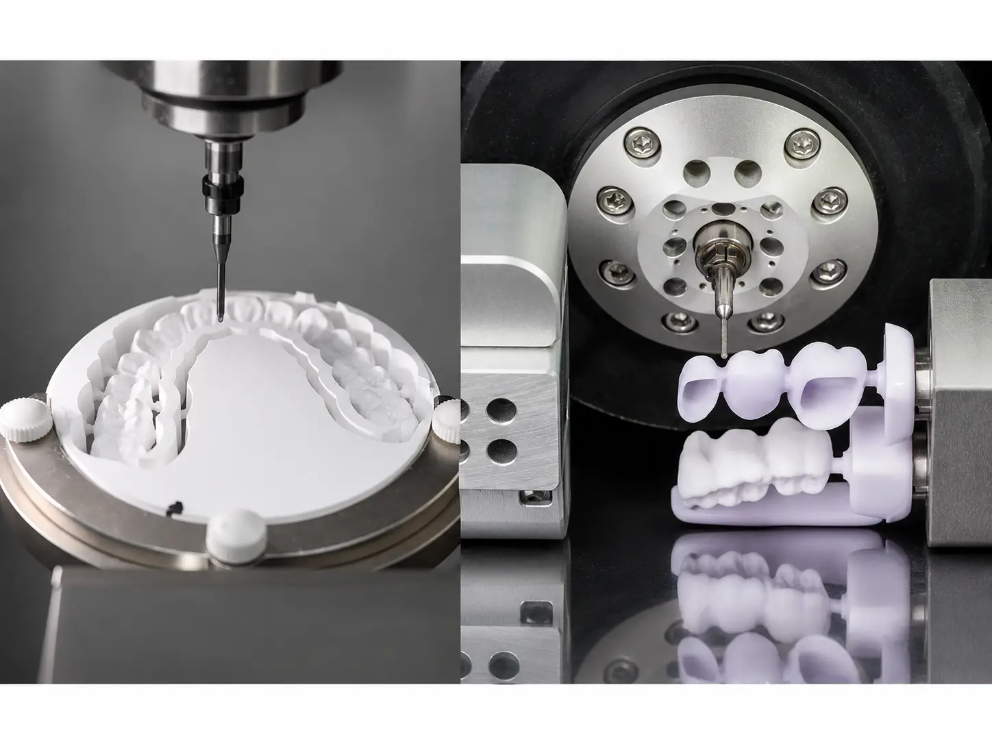 Proceso de fresado CAD/CAM de zirconio y disilicato para restauraciones dentales en Sonrisas 3D